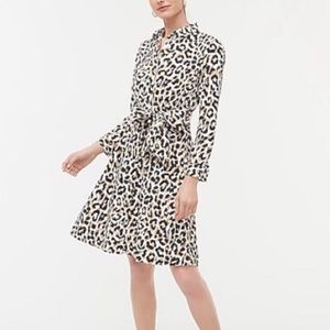 J Crew leopard print tie waist shirtdress size 6